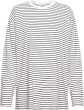 Striped Over D T-Shirt Tops T-shirts & Tops Long-sleeved White Mango