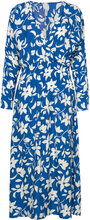 Printed Dress With Ruffled Detail Maxikjole Festkjole Blue Mango