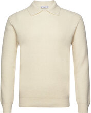 Ribbed Wool Polo Shirt Tops Knitwear Long Sleeve Knitted Polos Cream Mango