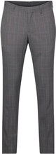Super Slim-Fit Tailored Check Trousers Bottoms Trousers Formal Grey Mango