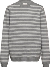 Striped Knit Sweater Tops Knitwear Pullovers Grey Mango