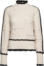 Cable-Knit Sweater With Contrasting Trim Tops Knitwear Jumpers Cream Mango