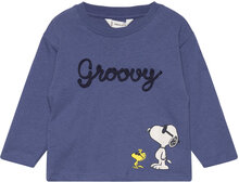 Snoopy Long-Sleeved T-Shirt Tops T-shirts Long-sleeved T-Skjorte Blue Mango