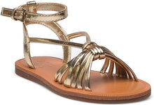Ruched Strips Sandals Shoes Summer Shoes Sandals Gold Mango