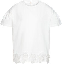 Embroidered Flowers T-Shirt Tops T-Kortærmet Skjorte White Mango