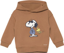 Snoopy Textured Sweatshirt Tops Sweatshirts & Hoodies Hoodies Brown Mango
