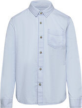 Pocket Denim Shirt Tops Shirts Long-sleeved Shirts Blue Mango