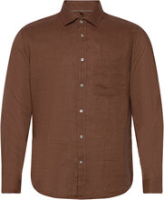 Classic Fit 100% Linen Shirt Tops Shirts Linen Shirts Brown Mango
