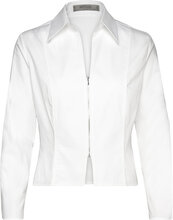 Fitted Cotton Zipper Shirt Tops Shirts Long-sleeved White Mango
