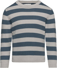 Striped Knit Sweater Tops Knitwear Pullovers Blue Mango