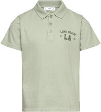 Printed Cotton Polo Shirt Tops T-shirts Polo Shirts Short-sleeved Polo Shirts Green Mango
