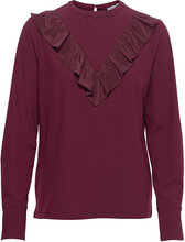 Aretha Ruffle Top Tops Blouses Long-sleeved Red Marville Road