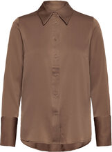 Leonie Silk Shirt Tops Shirts Long-sleeved Brown Marville Road