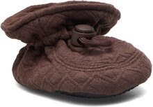 Cotton Jaquard Slippers Shoes Baby Booties Brown Melton