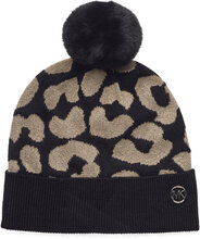Studded Metallic Leopard Cuff Hat Accessories Headwear Beanies Black Michael Kors Accessories
