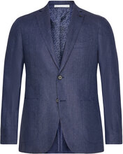 Linen Fine Herringb Blazer Suits & Blazers Blazers Single Breasted Blazers Blue Michael Kors