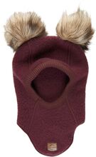 Wool Fullface W. Pom Pom Accessories Headwear Balaclava Burgundy Mikk-line