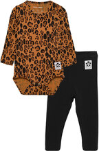 Basic Leopard Ls Body + Leggings Sets Sets With Body Multi/mønstret Mini Rodini*Betinget Tilbud