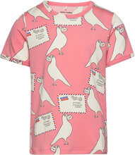 Pigeons Tencel Aop Ss Tee T-shirts Short-sleeved Rosa Mini Rodini*Betinget Tilbud