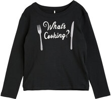 What's Cooking Sp Ls Tee Tops T-shirts Long-sleeved T-shirts Black Mini Rodini