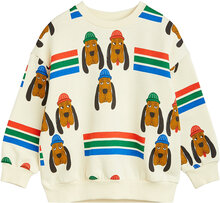 Bloodhound Aop Sweatshirt Tops Sweatshirts & Hoodies Sweatshirts Cream Mini Rodini