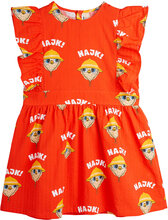 Hike Aop Woven Ruffle Dress Dresses & Skirts Dresses Casual Dresses Sleeveless Casual Dresses Red Mini Rodini