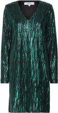 Caia V-Neck Short Glitter Dress Dresses Party Dresses Grønn Minus*Betinget Tilbud