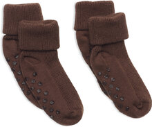 Baby Rib Sock W. Abs Strumpor Non-slip Brown Minymo