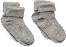 Baby Rib Sock W. Fold Socks & Tights Baby Socks Grey Minymo