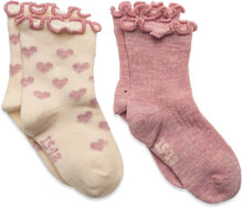 Socks W. Lettuce Hem Sokker Strømper Pink Minymo