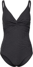 Lucca Swimsuit Jacquard Baddräkt Badkläder Black Missya