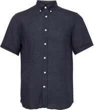 Douglas Linen Ss Shirt-Classic Fit Shirts Linen Shirts Blå Morris*Betinget Tilbud
