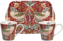 Strawberry Thief Red Mug And Tray Set Home Tableware Dining & Table Accessories Trays Multi/patterned Morris & Co