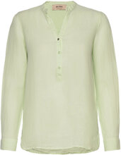 Danna Linen Blouse Tops Blouses Long-sleeved Green MOS MOSH