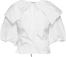 Crispy Taffetas Blouse Tops Blouses Short-sleeved White MSGM