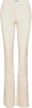 Patent Faux Leather Pants Bottoms Trousers Leather Leggings-Byxor Cream MSGM