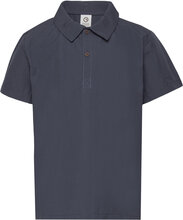 Poplin S/S Shirt Tops T-shirts Polo Shirts Short-sleeved Polo Shirts Navy Müsli By Green Cotton