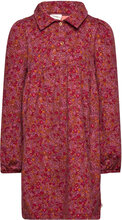 Petit Blossom Collar L/S Dress Dresses & Skirts Dresses Casual Dresses Long-sleeved Casual Dresses Red Müsli By Green Cotton