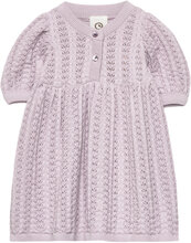 Knit Needle Out Dress Baby Dresses & Skirts Dresses Baby Dresses Short-sleeved Baby Dresses Lilla Müsli By Green Cotton*Betinget Tilbud