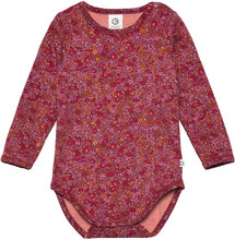 Petit Blossom L/S Body Bodies Long-sleeved Red Müsli By Green Cotton