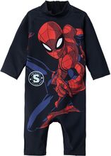 Nmmmoth Spiderman Ls Uv Suit Mar Swimwear Uv Clothing Uv Suits Navy Name It