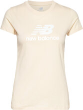 Nb Essentials Stacked Logo T-Shirt T-shirts & Tops Short-sleeved Creme New Balance*Betinget Tilbud