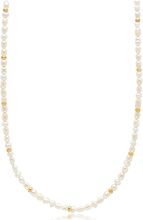 Men's Mini Pearl Choker With Gold Plating Halsband Smycken White Nialaya