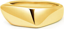 Men's Asymmetrical Signet Ring With Gold Plating Ring Smykker Gold Nialaya