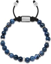 Men's Beaded Bracelet With Blue Dumortierite And Silver Armbånd Smykker Blå Nialaya*Betinget Tilbud