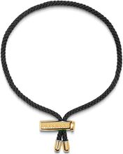 Men's Black String Bracelet With Adjustable Gold Lock Armbånd Smykker Gold Nialaya