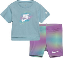 Aop Bike Short Set Sets Sets With Short-sleeved T-shirt Multi/mønstret Nike*Betinget Tilbud