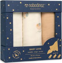Box 3U Baby Love Swaddles 70X70 Gift Sets Cream NOBODINOZ