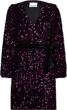 Teagan Wrap Dress Kort Kjole Purple Noella