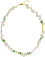 Katrine Accessories Jewellery Necklaces Pearl Necklaces Grønn Nuni Copenhagen*Betinget Tilbud